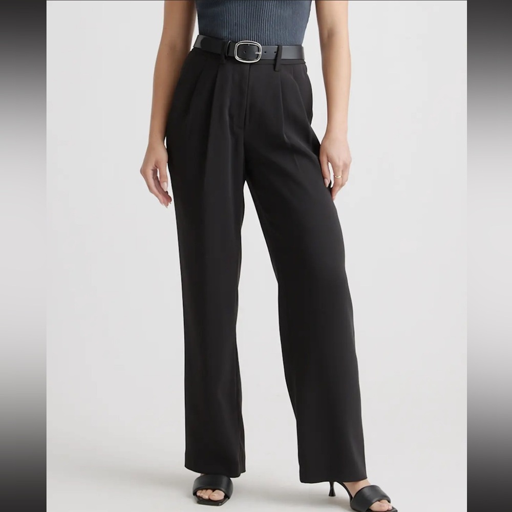Quince Stretch Crepe Pleated Wide Leg Pants - Picture 3 of 3